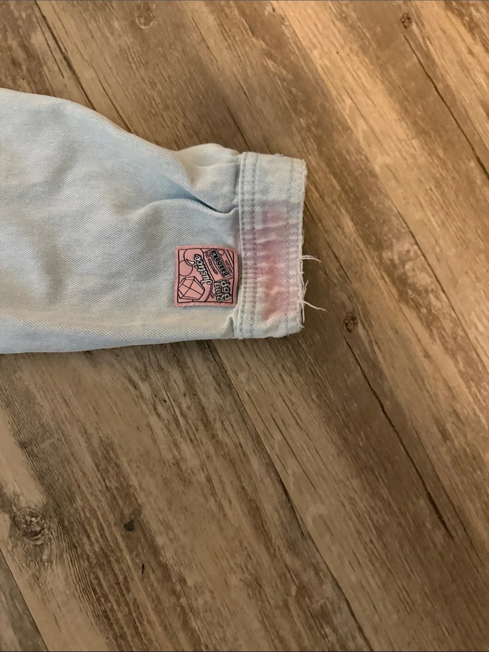 Justice Light Wash Denim Jacket and Jeans Set with Pink, Blue, Yellow Accents